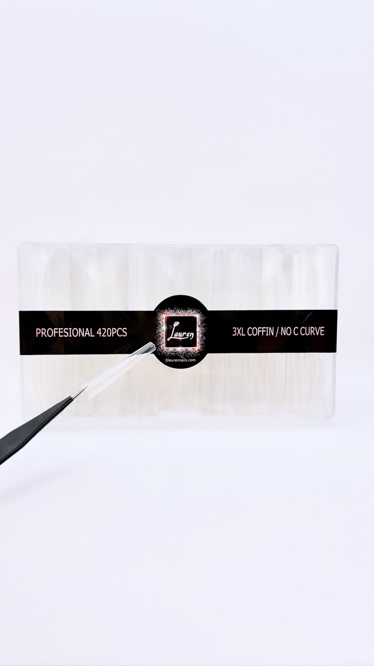 Puntas de uñas ataúd transparentes 3XL